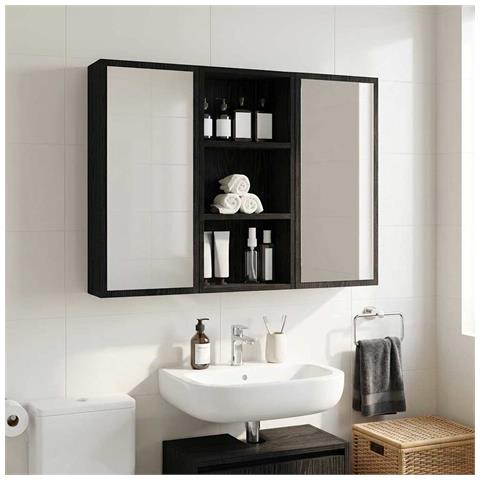 Armadio da bagno a muro Rovere Nero 30 x 16 x 62,5 cm - Foto 2