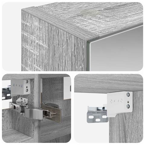 Mobiletto per specchio da bagno Grigio Sonoma 30 x 10,5 x 50 cm - Foto 9