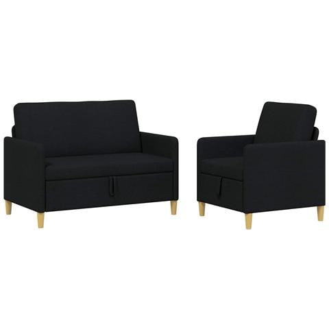 Set di Divani con Storage 2 pcs Nero Poliestere - Foto 1