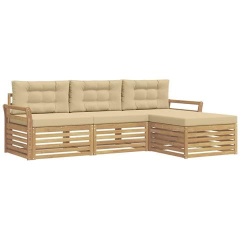 Set di divani da esterno 4 pcs Bianco e Beige - Foto 1