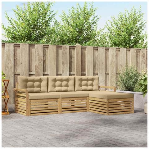 Set di divani da esterno 4 pcs Bianco e Beige - Foto 2