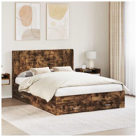 Struttura del letto con stoccaggio e testata Rovere Fumo - Foto 10