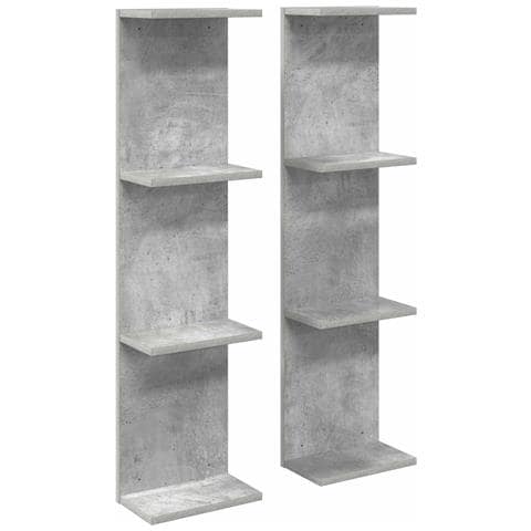 Scaffale da parete 2 pz Grigio Cemento 25 x 15 x 100 cm - Foto 1