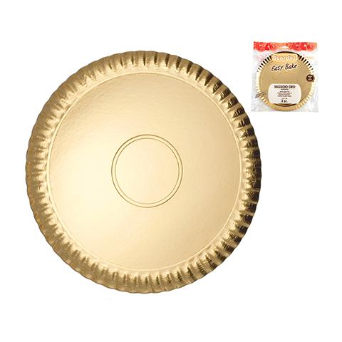 Confezione 3 Vassoi Carta Tondi Cm31 Gold Decori Da Tavola - Foto 1
