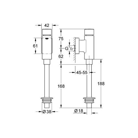 Flussometro Esterno Per Orinatoio, Rondo Art. 37339000 - Da 1/2 '' Cromo A Magazzino - Foto 1