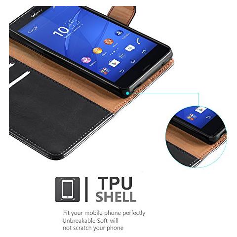 Custodia Compatibile Con Sony Xperia Z3 Compact In Nero Grafite - Coperchio Protettiva Con Chiusura Magnetica, Funzione Stand E Tasca Per Le Carte - Foto 2