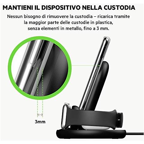 BELKIN - Caricabatteria Wireless 3 in 1, Stazione di Ricarica Wireless da  7.5 W per iPhone, Apple Watch ed AirPods, Dock di Ricarica Wireless per  iPhone, Supporto di Ricarica per Apple Watch, Nero - ePRICE