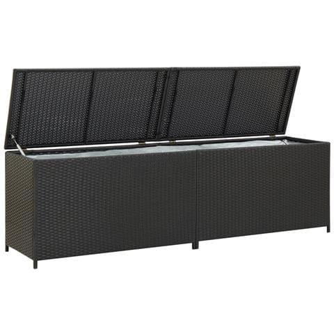 Baule da Giardino in Polyrattan 200x50x60 cm Nero - Foto 1