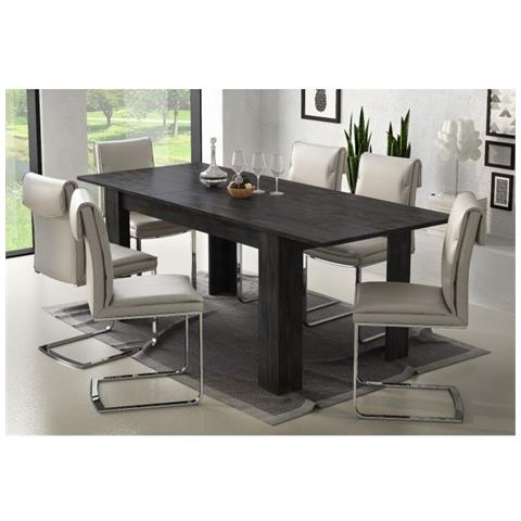 Tavolo Per Sala Da Pranzo Estensibile, Consolle Allungabile, Tavolo Moderno Con Allunghe, Cm 160/220x88h80, Colore Grigio Cenere - Foto 7