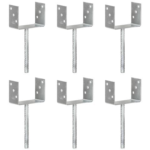 Picchetti Per Recinzione 6 Pz Argento 14x6x30cm Acciaio Zincato - Foto 1