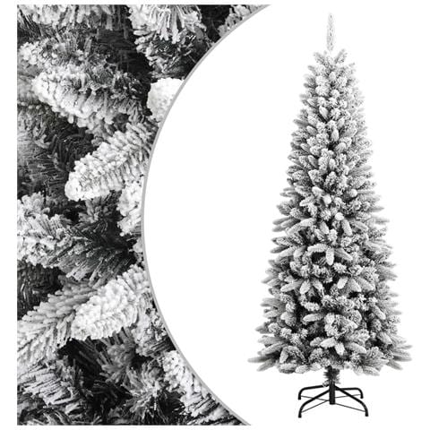Albero Di Natale Artificiale Con Neve Floccata 180 Cm Pvc E Pe - Foto 1