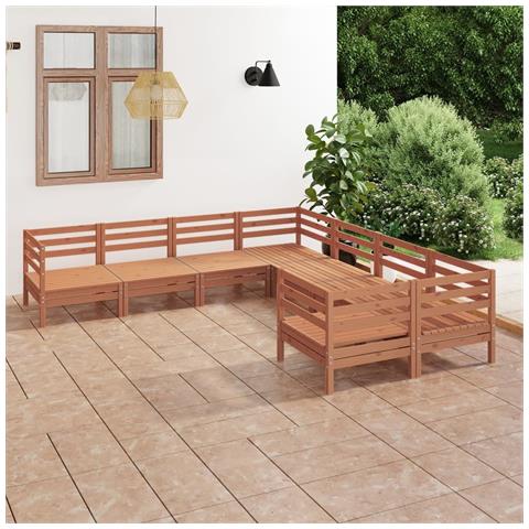 Set Divani Da Giardino 8 Pz In Legno Massello Di Pino Miele - Foto 2