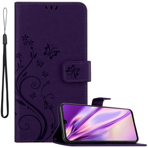 Cadorabo Custodia Compatibile Con Samsung Galaxy A90 5g In Lilla Scuro Fiore - Coperchio Protettivo In Design Floreale Con Chiusura Magnetica, Funzione Stand E Slot Per Carte - Foto 1