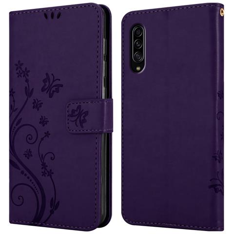 Cadorabo Custodia Compatibile Con Samsung Galaxy A90 5g In Lilla Scuro Fiore - Coperchio Protettivo In Design Floreale Con Chiusura Magnetica, Funzione Stand E Slot Per Carte - Foto 8
