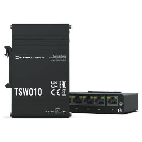 Tsw010 Din Rain Switch 5 X Fast Ethernet (10/100) Supporto Power Over Ethernet (poe) Nero - Foto 1