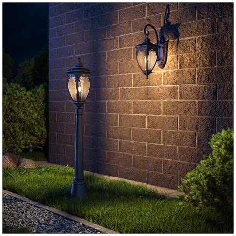 Lampada Da Terra Classica Da Esterno Alluminio Bronzo Luce1e27 60w Ip44 - Foto 2