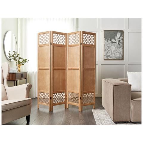 Paravento 4 Pannelli Legno Chiaro 170 X 163 Cm Certosa - Foto 1