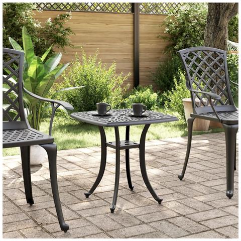 Tavolo Da Giardino Nero 53x53x53 Cm In Alluminio Pressofuso - Foto 3