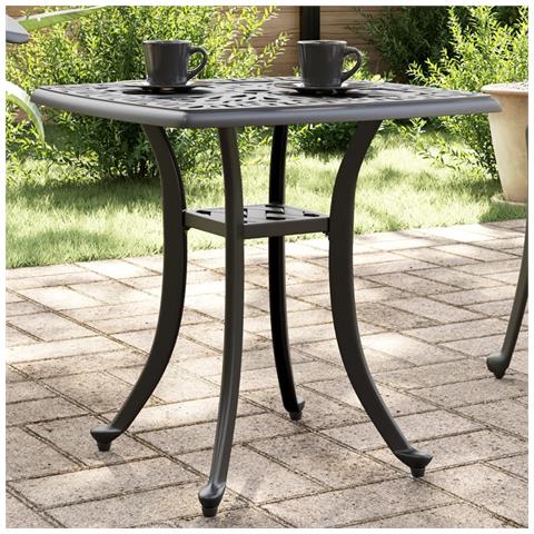 Tavolo Da Giardino Nero 53x53x53 Cm In Alluminio Pressofuso - Foto 1