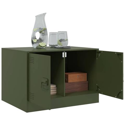 Tavolino da Salotto Verde Oliva 67x50x44 cm in Acciaio - Foto 2
