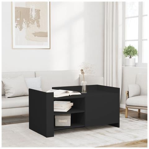 Tavolino Da Salotto Nero 100x50x50 Cm Legno Multistrato - Foto 1