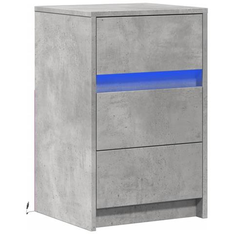 Comodino Con Luci Led Grigio Cemento In Legno Multistrato - Foto 3