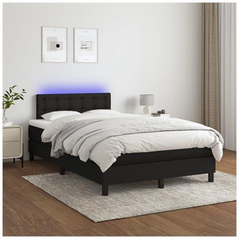 Letto a Molle con Materasso e LED Nero 120x190 cm in Tessuto - Foto 2