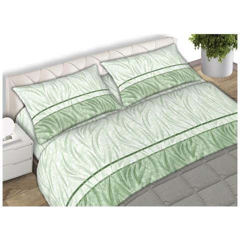 Completo Lenzuola Letto 100% Cotone Made Italy Disegno Flames Cn Matrimoniale Verde - Foto 1