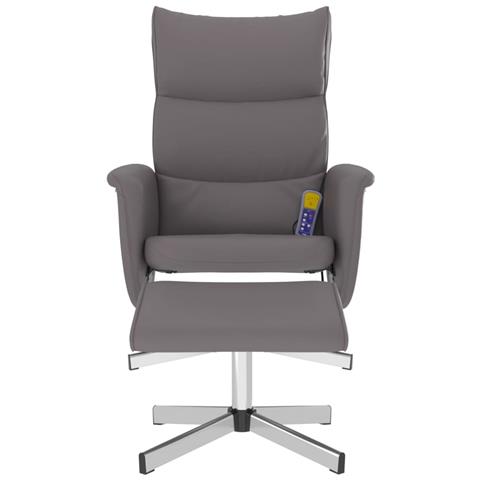 Poltrona Massaggio Reclinabile E Poggiapiedi Grigia Similpelle - Foto 3