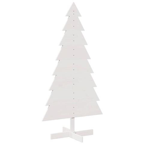 Albero Di Natale Decorativo Bianco 150 Cm In Legno Di Pino - Foto 2