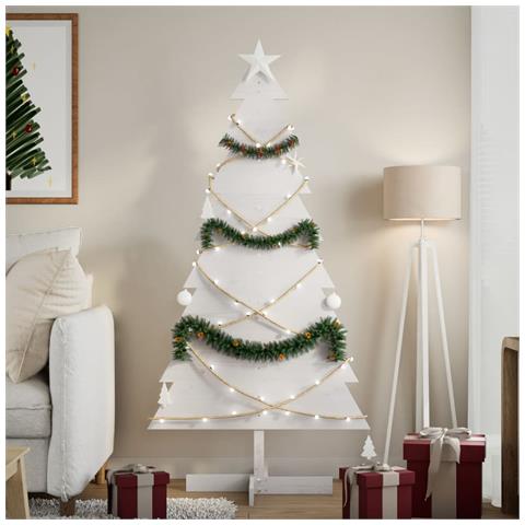 Albero Di Natale Decorativo Bianco 150 Cm In Legno Di Pino - Foto 1