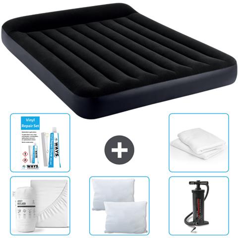 Set Materassino Gonfiabile - 203x152x25 Cm - Blu Scuro - Include Accessori Coordinati Cb1 - Foto 1