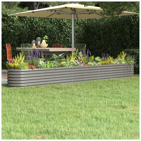 Letto Giardino Acciaio Verniciato A Polvere 332x40x36 Cm Grigio - Foto 6