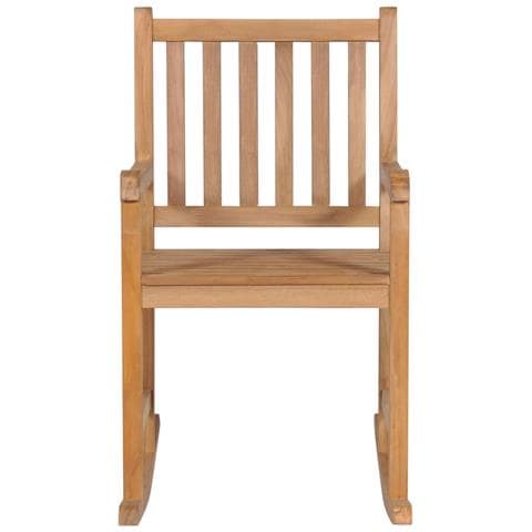 Sedia A Dondolo Con Cuscino Rosso Vino In Massello Di Teak - Foto 8