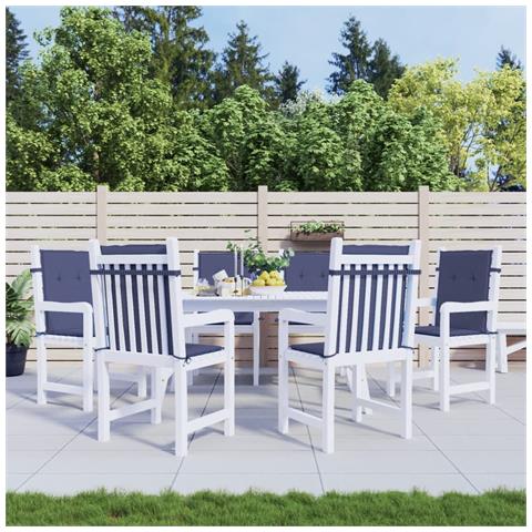 Cuscini Sedia Schienale Basso 6 Pz Blu Marino In Tessuto - Foto 8