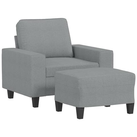 Poltrona con Poggiapiedi Grigio Chiaro 60 cm in Tessuto - Foto 1