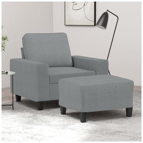 Poltrona con Poggiapiedi Grigio Chiaro 60 cm in Tessuto - Foto 2