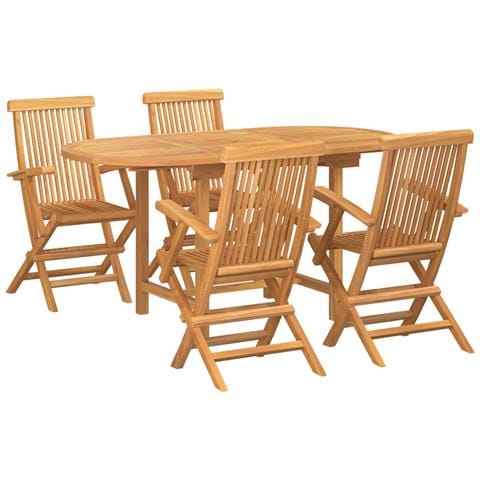 Set da pranzo da giardino 5 pezzi in legno massello di teak - Foto 1