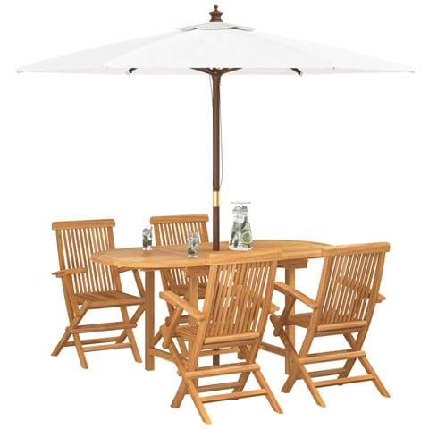 Set da pranzo da giardino 5 pezzi in legno massello di teak - Foto 2