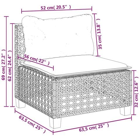 Set Divani da Giardino 7 pz con Cuscini Grigio in Polyrattan - Foto 9