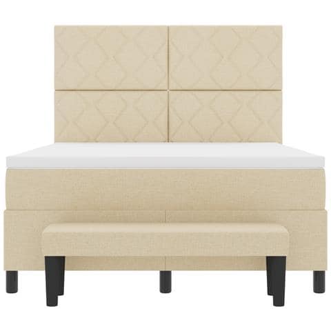 Letto con Rete Ammortizzata con Materasso & Panchina Crema 140x200 cm Tessuto - Foto 9