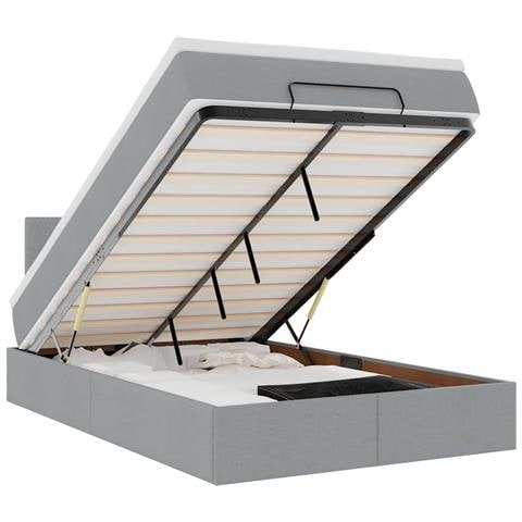 Pouf Letto con Materasso Grigio Chiaro 120x200 cm in Tessuto - Foto 1