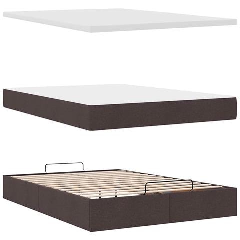 Struttura Letto Pouf con Materasso 140x200 cm in Tessuto - Foto 9