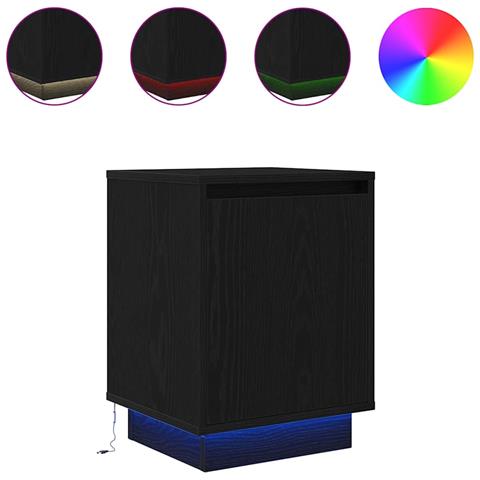 Comodini con Luci LED 2 pz Nero 38x34x50 cm - Foto 1