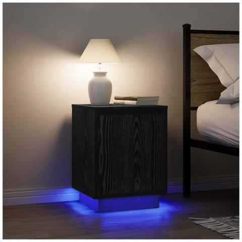 Comodini con Luci LED 2 pz Nero 38x34x50 cm - Foto 2