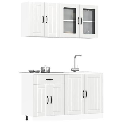 Set Mobili da Cucina 4 pz Kalmar Bianchi Lucido in Truciolato - Foto 2