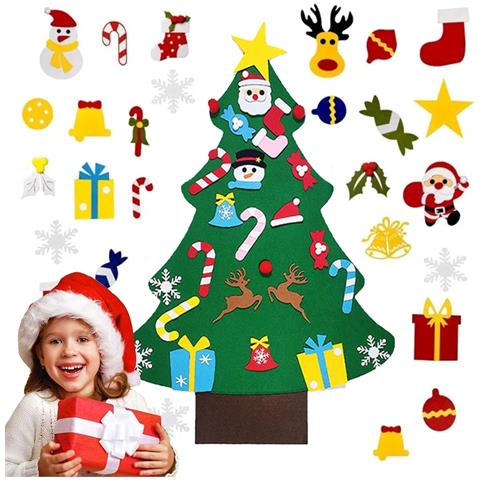 Albero Di Natale Con Ornamenti Rimovibili In Feltro Decorazione Natalizia Fai Da Te - Foto 1