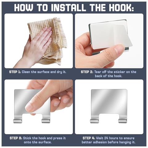 Set Tergivetro In Acciaio Inossidabile Con Manico Lungo E Ganci - Argento 12 Pollici - Foto 2