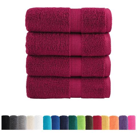 Asciugamani Premium SOLUND 4 pz Bordeaux 30x30 cm 600 g/m² - Foto 2