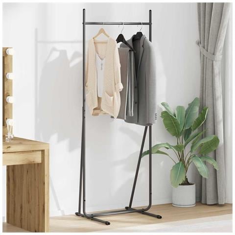 Stendibiancheria Nero 62 x 48 x 158 cm Acciaio - Foto 2